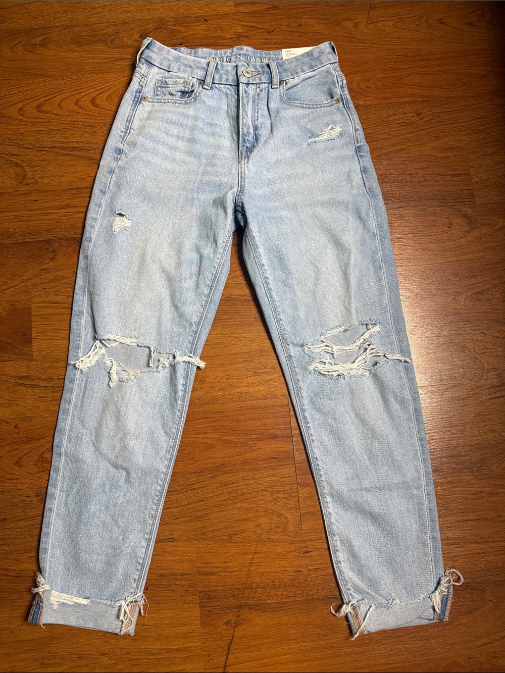 American Eagle Outfitters Light Wash Distressed Boyfriend Jeans
